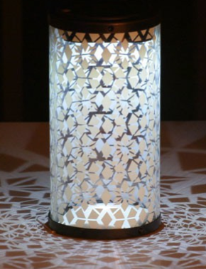 Frosted Fretwork Cylinder Solar Lantern