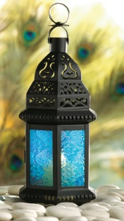 Lantern with Cobalt Colored Glass
