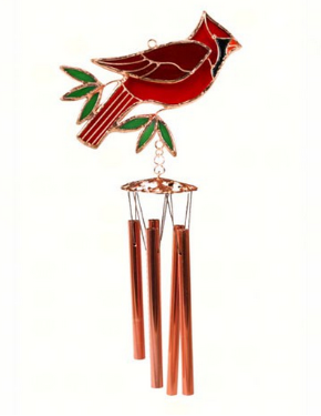 Cardinal Stained Glass Wind Chime